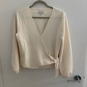 Madewell Cream Wrap Top